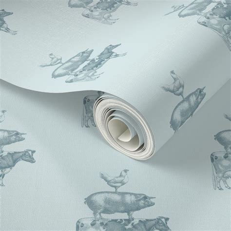 Vintage Stacked Farm Animals Wallpaper | Spoonflower