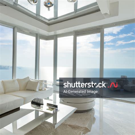 White Luxury Condo Living Room Overlooking AI-generated image ...