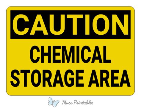 Printable Chemical Storage Area Caution Sign