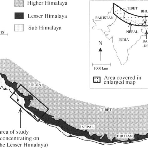 Simplified geological map of the Indian Lesser Himalaya. (This region ...