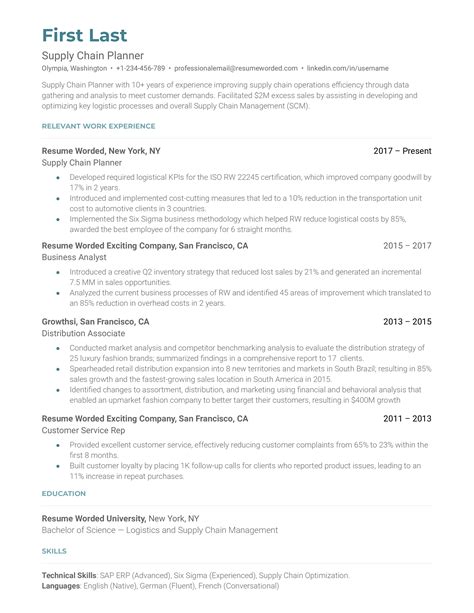 Supply Chain Manager Resume Example for 2023 | Resume Worded