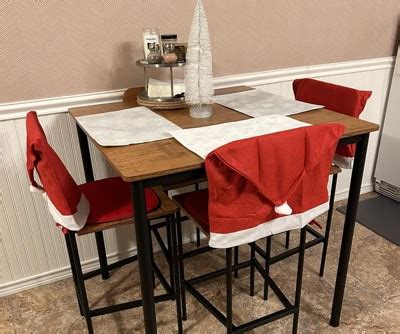 Costway 5-piece Industrial Dining Table Set With Counter Height Table & 4 Bar Stools Black : Target