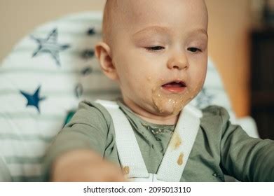 Portrait Adorable Cute Baby Eating Face Stock Photo 2095013110 ...