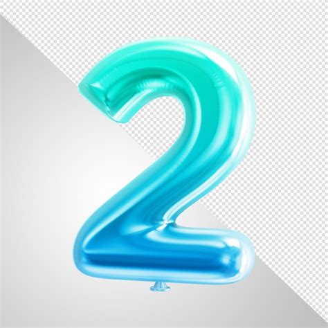 Premium PSD | A balloon with the number 2 in blue and green.