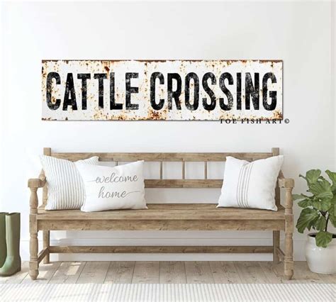 Rustic Cattle Crossing Sign - ToeFishArt