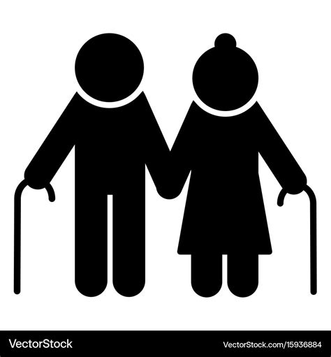 Elderly couple icon old people silhouette symbol Vector Image