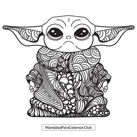 → Dibujo de Baby Yoda estilo Zentangle para descargar en PDF