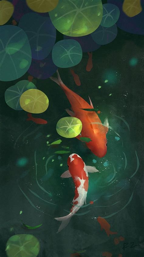 Koi art, Koi fish drawing, Fantasy art landscapes