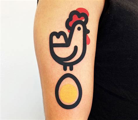 Chicken and egg tattoo by Mambo Tattooer | Photo 30832