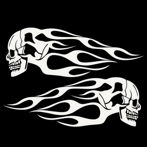 Cheap 2Pcs Universal Motorcycle Motorbike Gas Tank Skull Flame Decals Sticker Decor | Joom