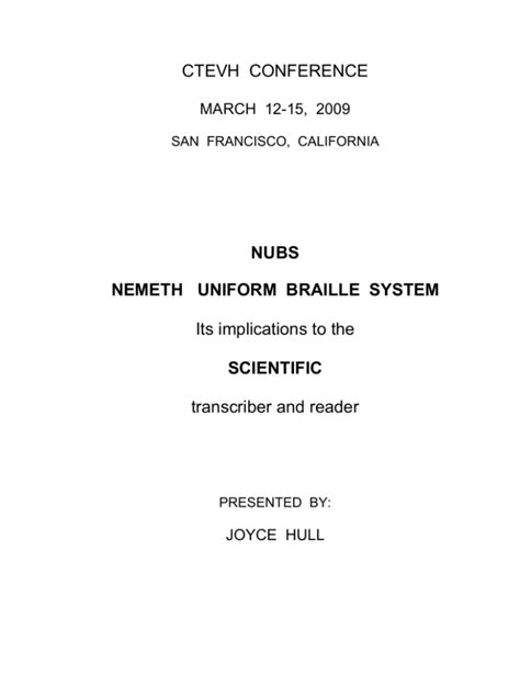 Nemeth Uniform Braille System