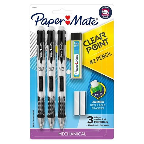 3pk #2 Mechanical Pencils with Lead/Eraser Refill ClearPoint Black ...