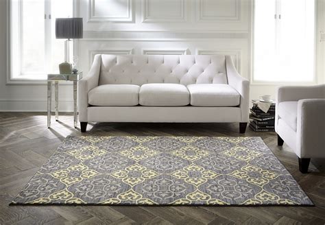 Spaces Home and Beyond© Damask Grey Area Rug | Yellow area rugs, Yellow ...