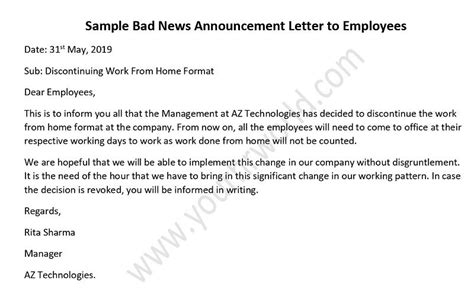 Announcement Sample Letter To Employees About Payroll Changes - IMAGESEE