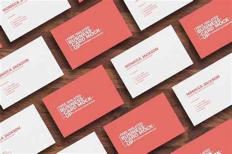 Free Isolated Business Card Mockup on Wooden BackgroundGraphic Google ...