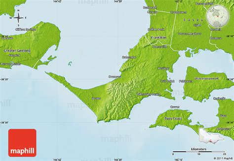 Physical Map of Mornington Peninsula