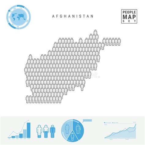 Afghanistan People Icon Map. Stylized Vector Silhouette of Afghanistan. Population Growth and ...