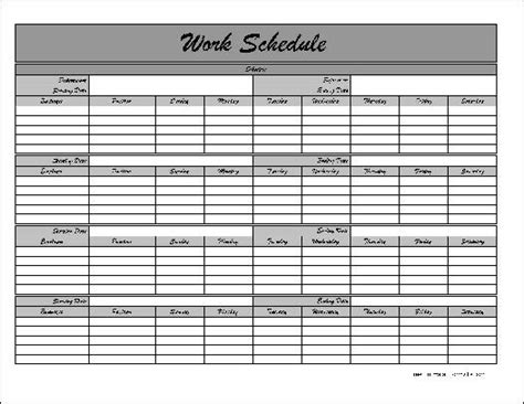 Free Fancy Monthly Work Schedule from Formville