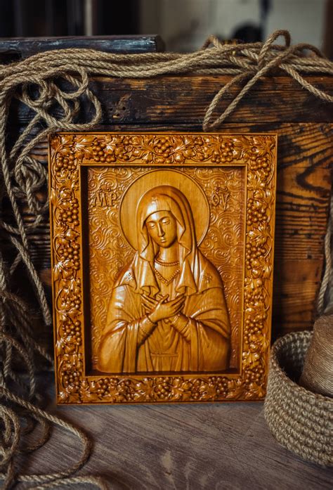 Virgin Mary Icon Mother of God Wooden Icon Tenderness - Etsy