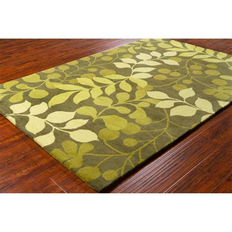 Allie Handmade Floral Green/Lime-Green Wool Rug - 5' x 7'6 - Overstock ...