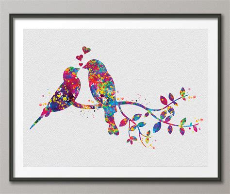 Bird Couple Watercolor Print Wedding Gift Fine Art Print | Etsy | Nursery wall art, Watercolor ...