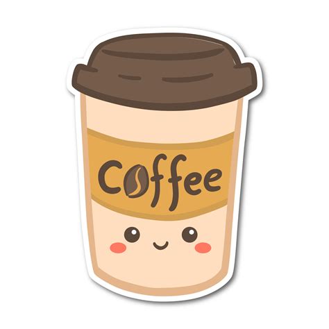 Kawaii Coffee Cup Sticker - Etsy