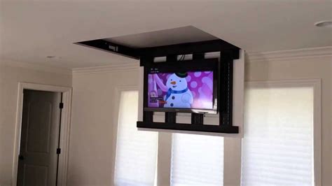 Motorized fully automated Flip-down ceiling TV lift 46"-60" (120 LB) - YouTube
