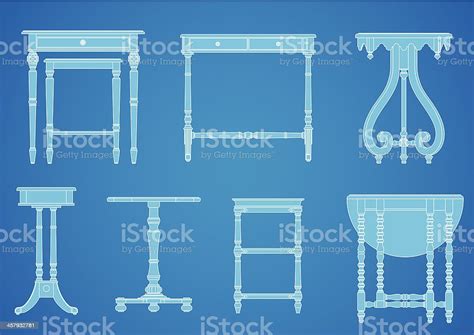 Furniture Blueprint Set Stock Illustration - Download Image Now - Side ...