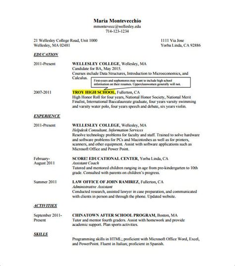 American University Resume Template