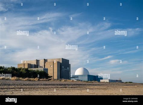 The nuclear power station at Sizewell in Suffolk UK. The current site of Sizewell A and B power ...