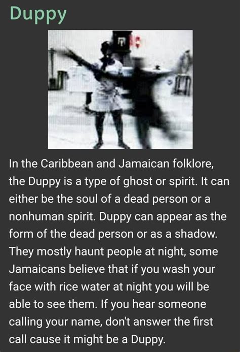 In the Caribbean and Jamaican folklore, the Duppy is a type of ghost or ...