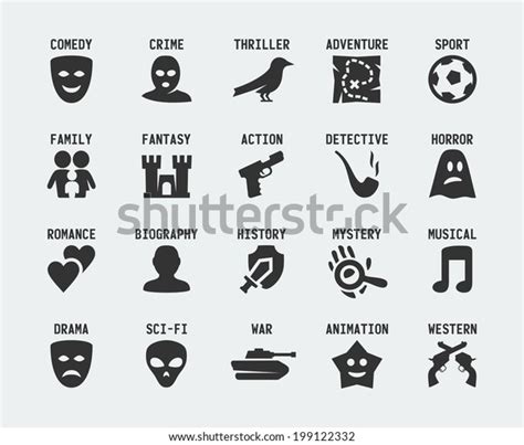 Film Genres Vector Icon Set Stock Vector (Royalty Free) 199122332