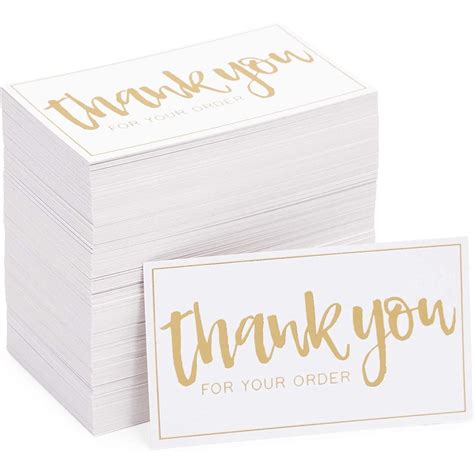 200 Pack Thank You For Your Order Cards for Small Business, Gold Foil ...