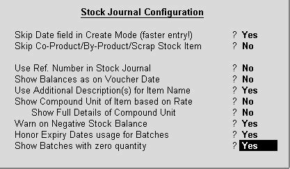 Stock Journal Voucher