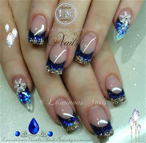 Luminous Nails | Blue gold nails, Gold nails, Blue nails