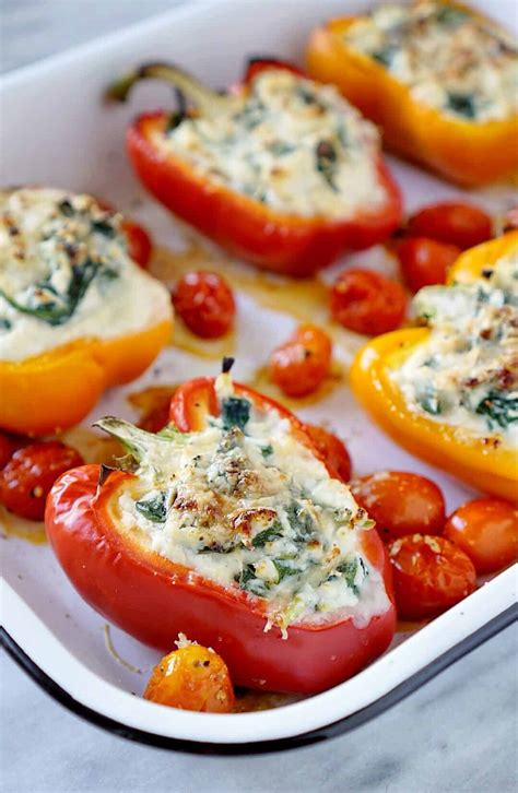 Vegetarian Stuffed Peppers With Spinach And Ricotta