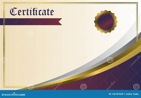 Certificate Background Design Vector Purple Gold Stock Vector - Illustration of certificate ...