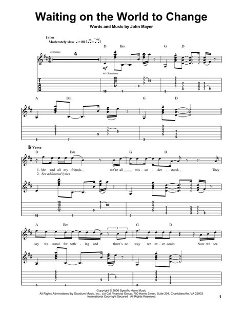 Waiting On The World To Change by John Mayer - Guitar Tab Play-Along ...