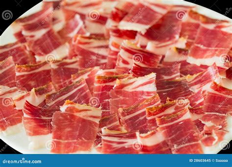 Dry-cured ham slices stock image. Image of angle, meat - 28603645