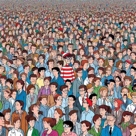 Where’s Waldo picture, Waldo is hidden in a crowd of people and very ...