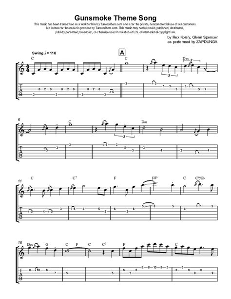 Tunescribers | Gunsmoke Theme Song | Sheet Music