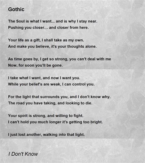 Gothic - Gothic Poem by I Don't Know