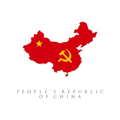 China communist flag map. isolated on white background. Chinese ...