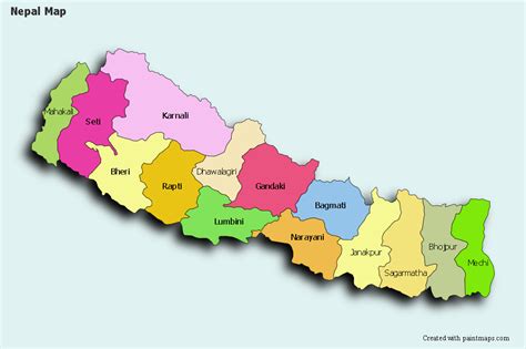 Sample Maps for Nepal. Online high resolution (vector) Nepal blank map maker. Options : colored ...