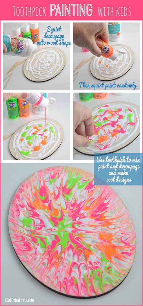 Easy Toothpick Painting Art Activity for Kids from @ChicaPauline. #kidscraft #painting # ...