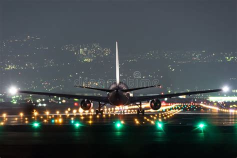 Airplane Taking Off in the Night Stock Image - Image of guidance, airtravel: 83686641