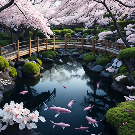 Premium AI Image | japanese garden bridge