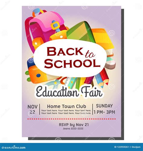 Education Fair Back To School Poster with Stationary Stock Vector ...