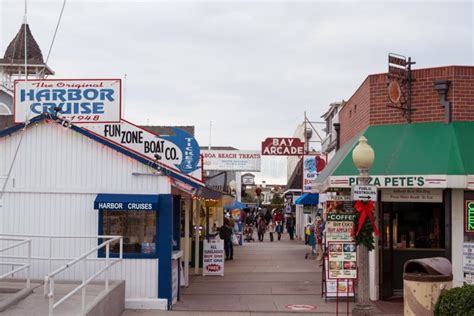 Balboa Island Boardwalk Near Newport Harbor Beach in California ...