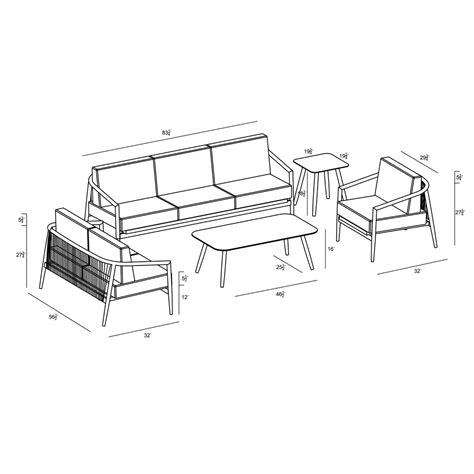 Midnight Cove 5 Pc Aluminum Sofa Seating Set in Urban Stone/Carrera ...